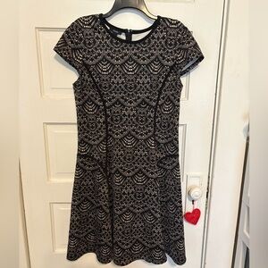 Alfani Black and Cream Midi Dress